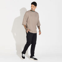 Camiseta Boxy Canelado Algodão Masculina - Bege Alpaca