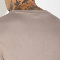 Camiseta Boxy Canelado Algodão Masculina - Bege Alpaca