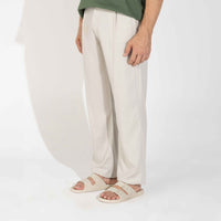 Calça Linho Alfaiataria Masculina - Off Creme