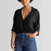 Blusa Viscose Manga 3/4 - Preto