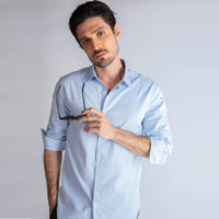 Camisa Algodão Oxford Masculina - Azul