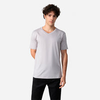 Camiseta Pima Gola V Masculina | Life Collection - Cinza Claro
