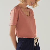 Camiseta Pima Gola U Feminina | Life Collection - Nude
