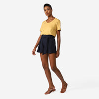 Camiseta Algodão Premium Gola U Feminina | Everyday Collection - Amarelo Mel