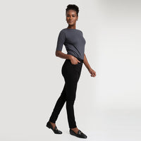 Blusa Cotton Pima Decote Reto Meia Manga Feminina - Grafite Inativo