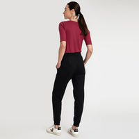 Blusa Cotton Pima Decote Reto Meia Manga Feminina - Tinto