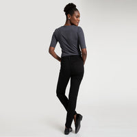 Blusa Cotton Pima Decote Reto Meia Manga Feminina - Grafite