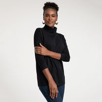 Blusa Pima Gola Rolê Feminina - Preto