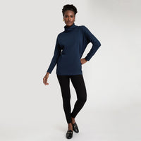 Blusa Pima Gola Rolê Feminina - Azul Marinho