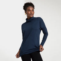 Blusa Pima Gola Rolê Feminina - Azul Marinho