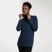 Blusa Pima Gola Rolê Feminina - Azul Marinho