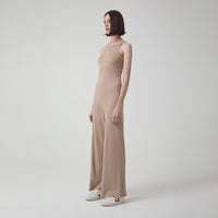 Calça Reta em Ribana - Bege Claro