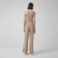 Calça Reta em Ribana - Bege Claro