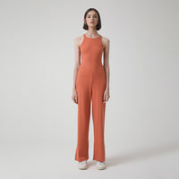 Calça Reta em Ribana - Marrom Telha