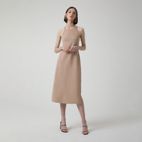 Vestido Midi Malha - Bege Claro