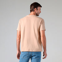 Camiseta Malha Linho Masculina - Bege Claro