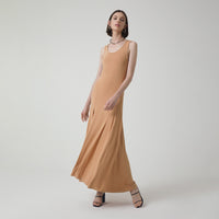 Vestido Longo Viscose Evasê - Bege Claro