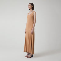 Vestido Longo Viscose Evasê - Bege Claro
