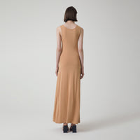 Vestido Longo Viscose Evasê - Bege Claro