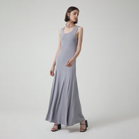 Vestido Longo Viscose Evasê - Cinza Claro