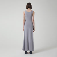 Vestido Longo Viscose Evasê - Cinza Claro