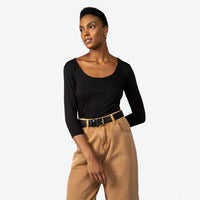 Blusa Cotton Pima Manga 3/4 Feminina - Preto