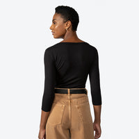 Blusa Cotton Pima Manga 3/4 Feminina - Preto