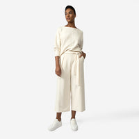 Calça Pantacourt Blend Linho Textura Feminina - Off White