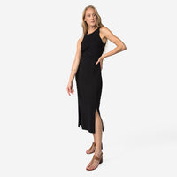 Vestido Midi Malha Estruturada Nadador - Preto
