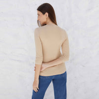 Blusa Canelada Viscose Manga 3/4 Feminina - Khaki