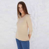 Blusa Canelada Viscose Manga 3/4 Feminina - Khaki