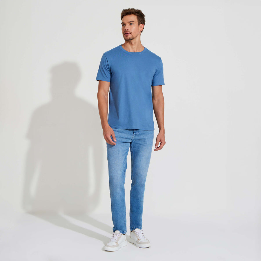 Camiseta Algodão Premium Masculina | Everyday Collection - Azul Aviador