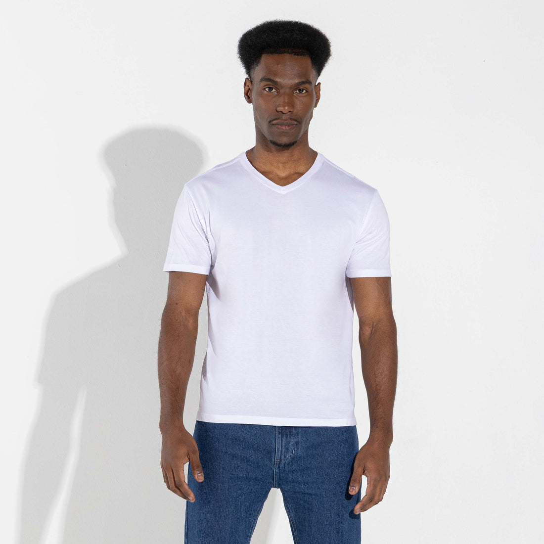 Camiseta Pima Gola V Masculina | Life Collection - Branco