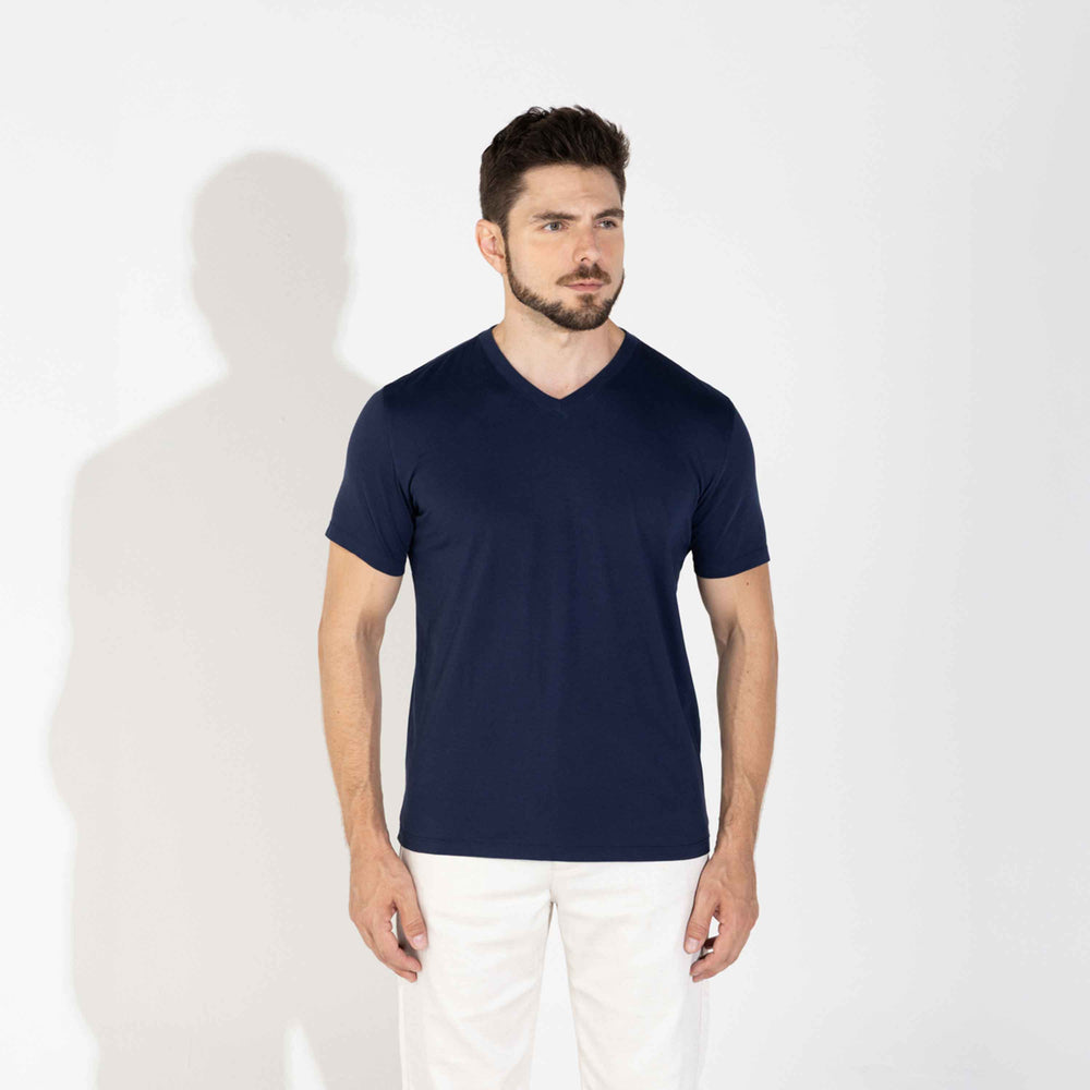 Camiseta Pima Gola V Masculina | Life Collection - Azul Marinho