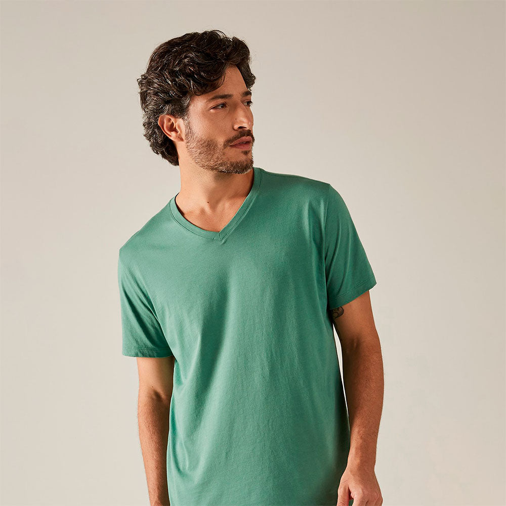 Camiseta Pima Gola V Masculina | Life Collection - Menta