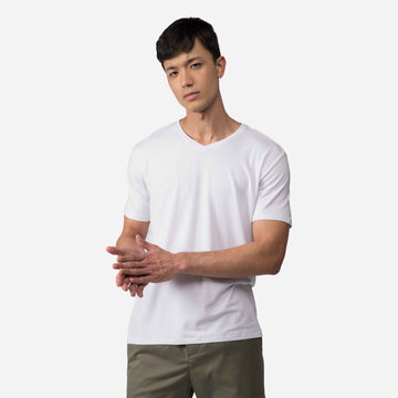 Camiseta Algodão Premium Gola V Masculina | Everyday Collection - Branco