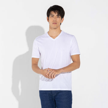 Camiseta Algodão Premium Gola V Masculina | Everyday Collection - Branco