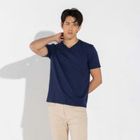 Camiseta Algodão Premium Gola V Masculina | Everyday Collection - Azul Marinho