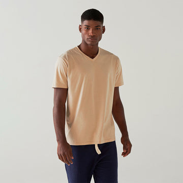 Camiseta Algodão Premium Gola V Masculina | Everyday Collection - Khaki