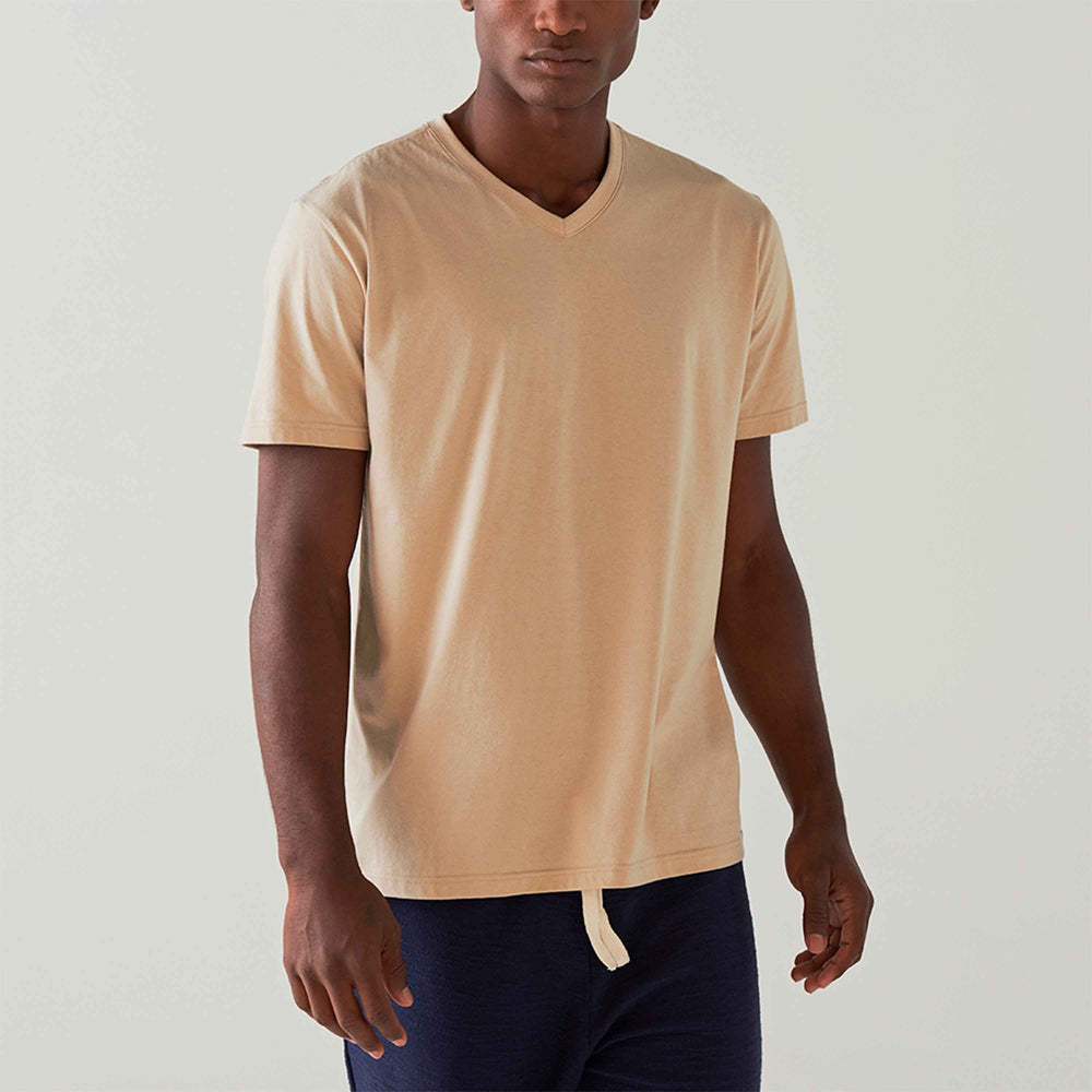 Camiseta Algodão Premium Gola V Masculina | Everyday Collection - Khaki