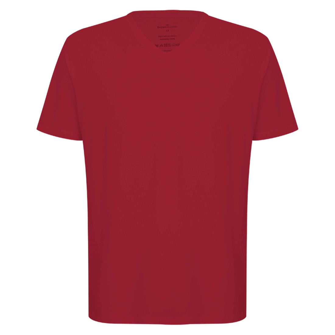 Camiseta Algodão Premium Gola V Masculina | Everyday Collection - Vermelho Rubi