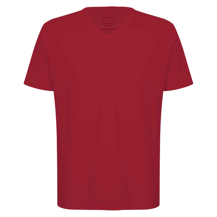 Camiseta Algodão Premium Gola V Masculina | Everyday Collection - Vermelho Rubi