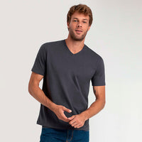 Camiseta Algodão Premium Gola V Masculina | Everyday Collection - Grafite Inativo