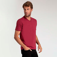 Camiseta Algodão Premium Gola V Masculina | Everyday Collection - Tinto