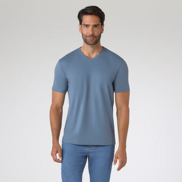 Camiseta Algodão Premium Gola V Masculina | Everyday Collection - Azul Cobalto