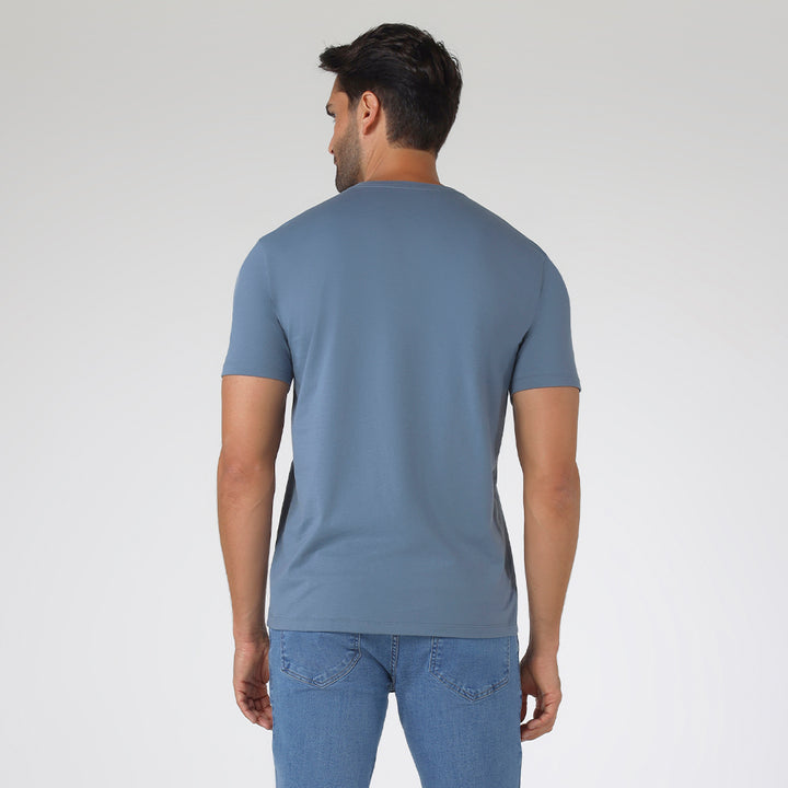 Camiseta Algodão Premium Gola V Masculina | Everyday Collection - Azul Cobalto