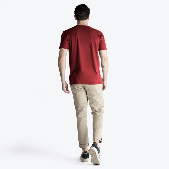 Camiseta Algodão Premium Gola V Masculina | Everyday Collection - Marsala