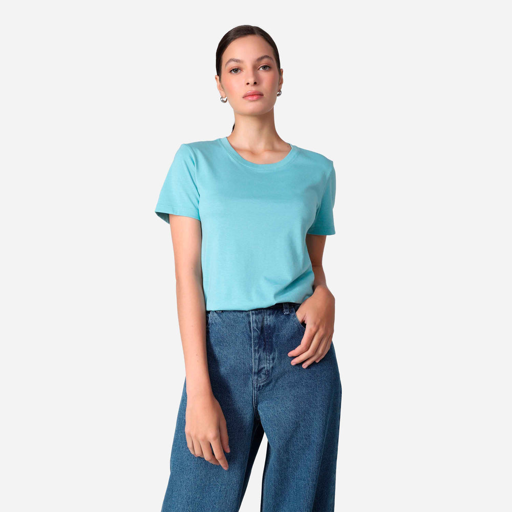 Camiseta Algodão Premium Feminina | Everyday Collection - Azul Turquesa