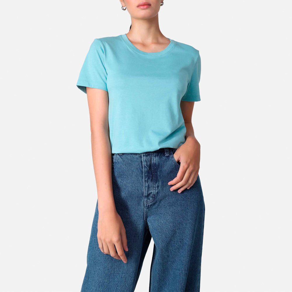 Camiseta Pima Feminina | Life Collection - Azul Turquesa