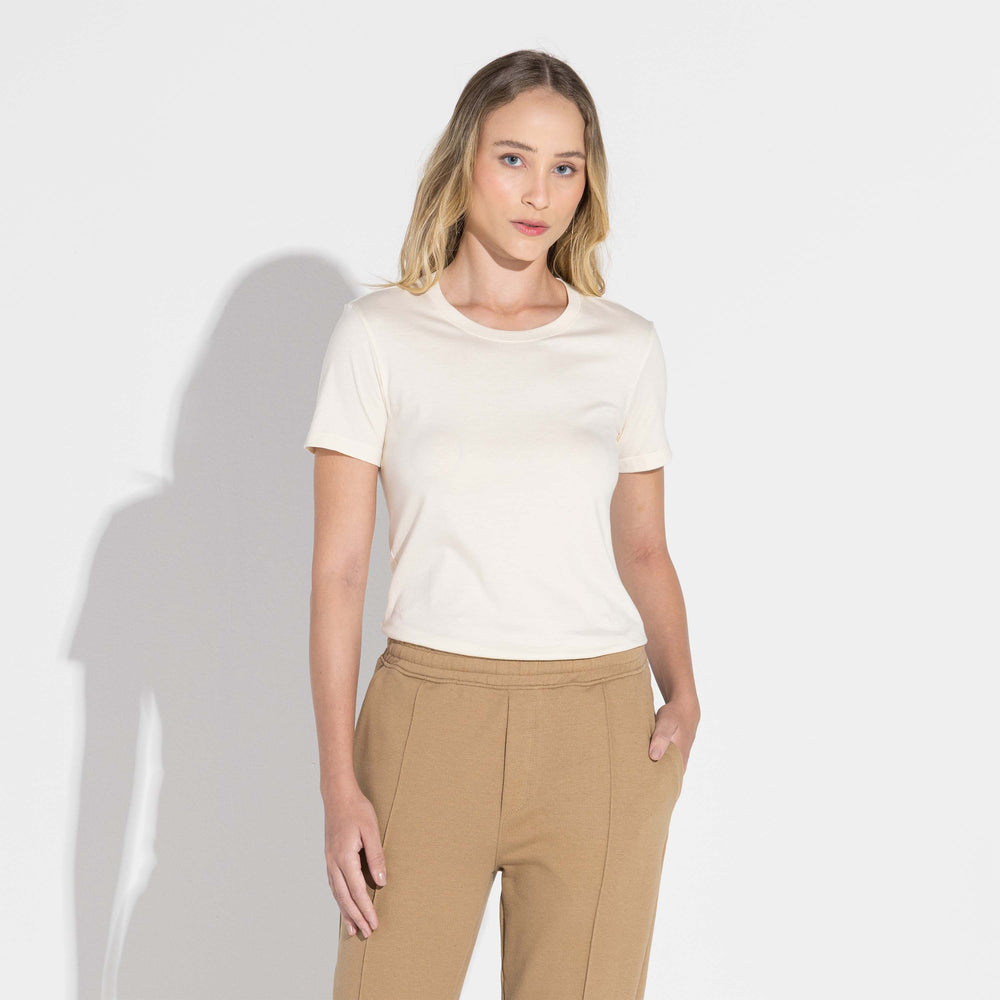 Camiseta Pima Feminina | Life Collection - Off Vanilla